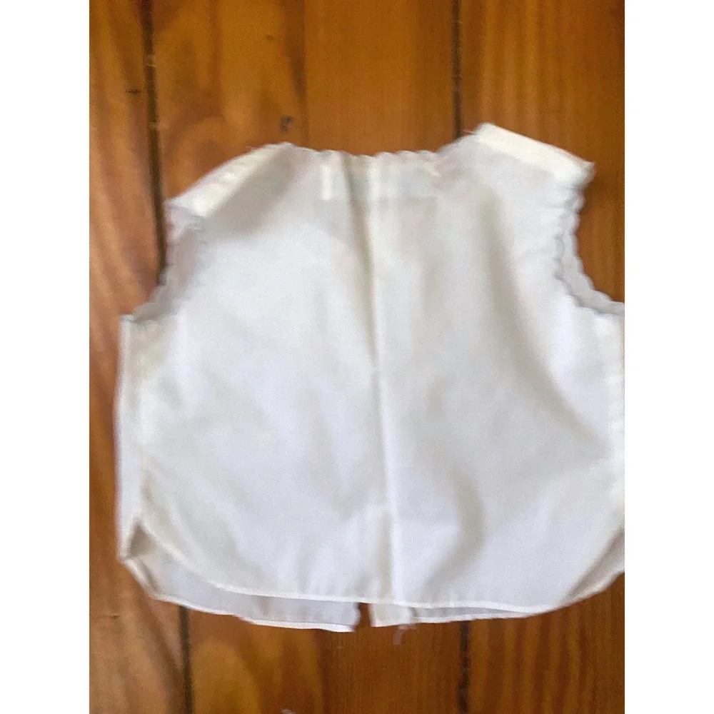 VTG 80's A Little Angel  Baby Vest White Giraffe Embroidered Scalloped Trim 3M